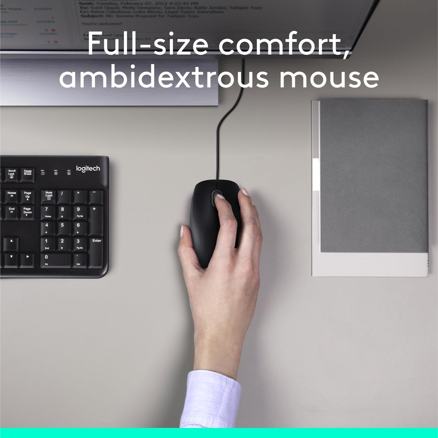 Logitech MK120 USB Wired Keyboard Mouse Combo for PC and Laptop