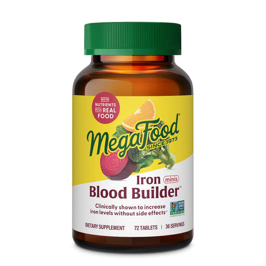 MegaFood Blood Builder Minis – Iron + B12, C & Folic Acid (72 Vegan Tablets)