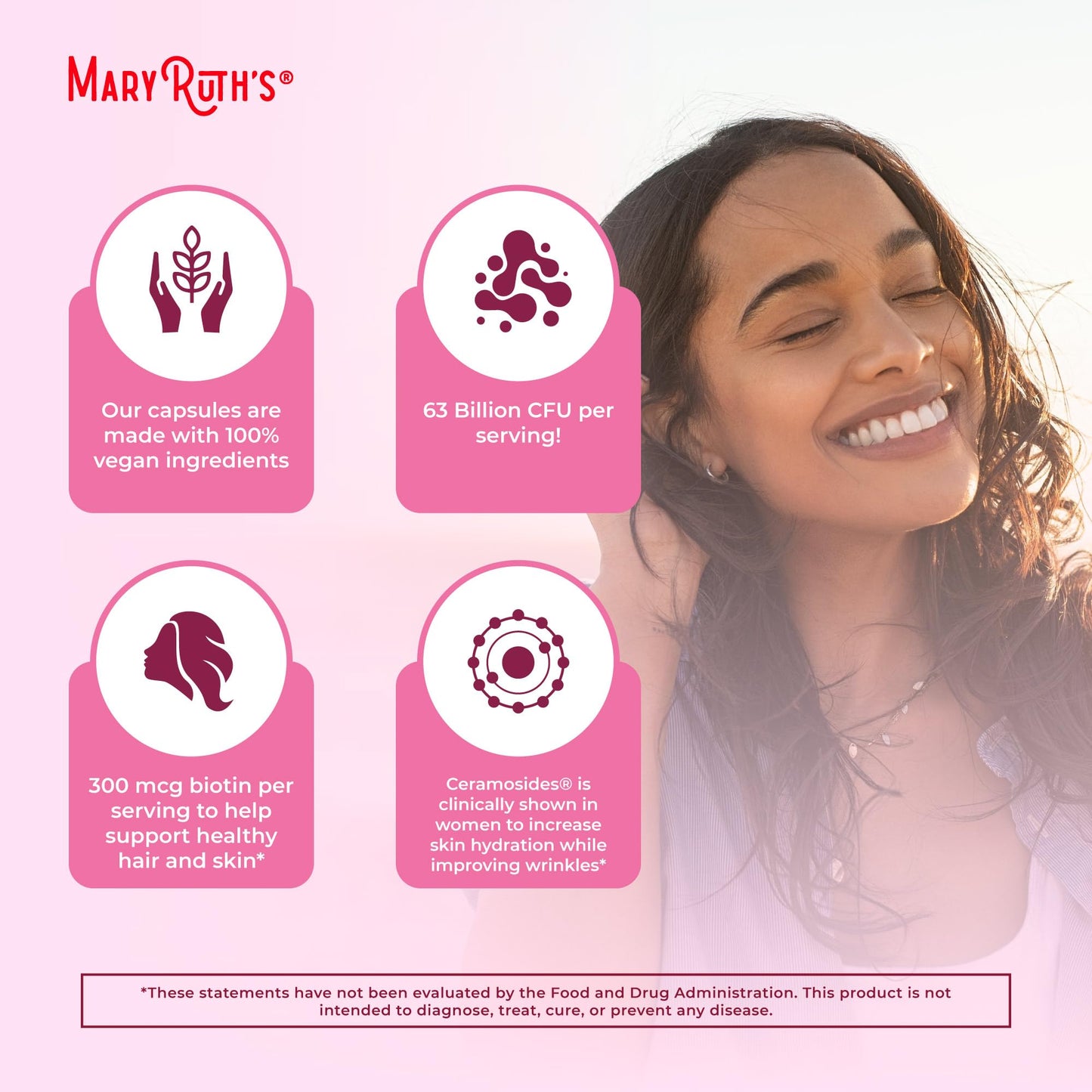 MaryRuth Probiotic Beauty – Gut & Skin Support with Biotin & Collagen Boost (60 ct)
