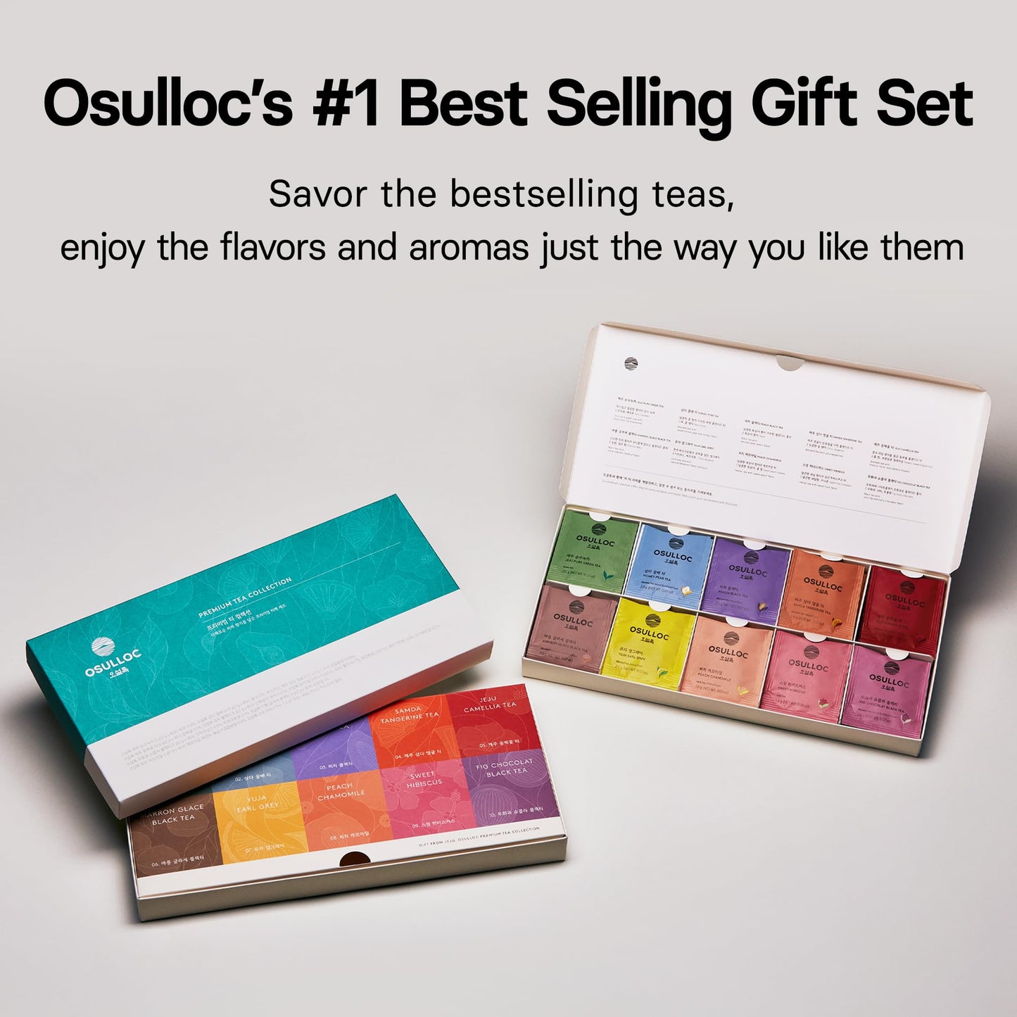 OSULLOC Premium Tea Collection – 40 Organic Bags from Jeju (10 Flavors)