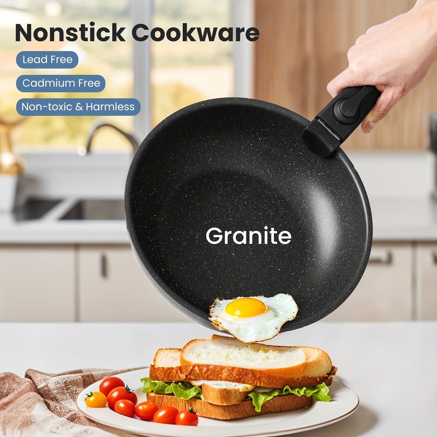 Nonstick 12-Piece Cookware Set with Detachable Handle – Induction & Oven Safe
