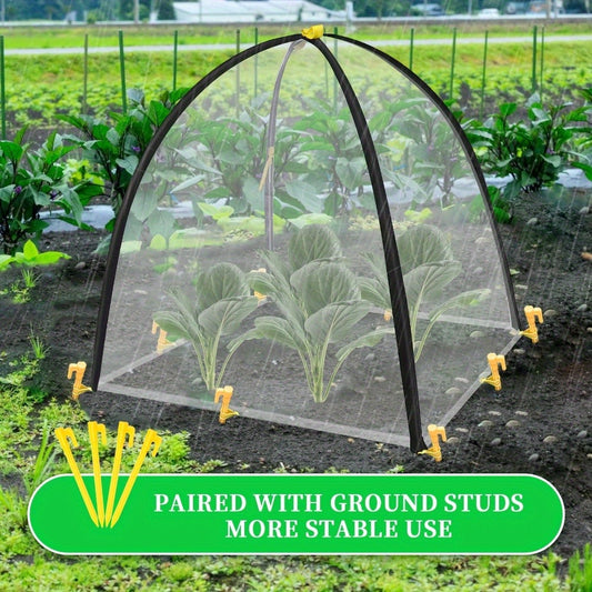 Garden Plant Tent Cover Mesh Netting – Fiber Poles Barrier Bird Pest Protection