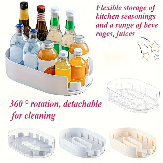 360° Rotating Storage Tray – Clear Plastic Kitchen Organizer for Cabinet, Fridge