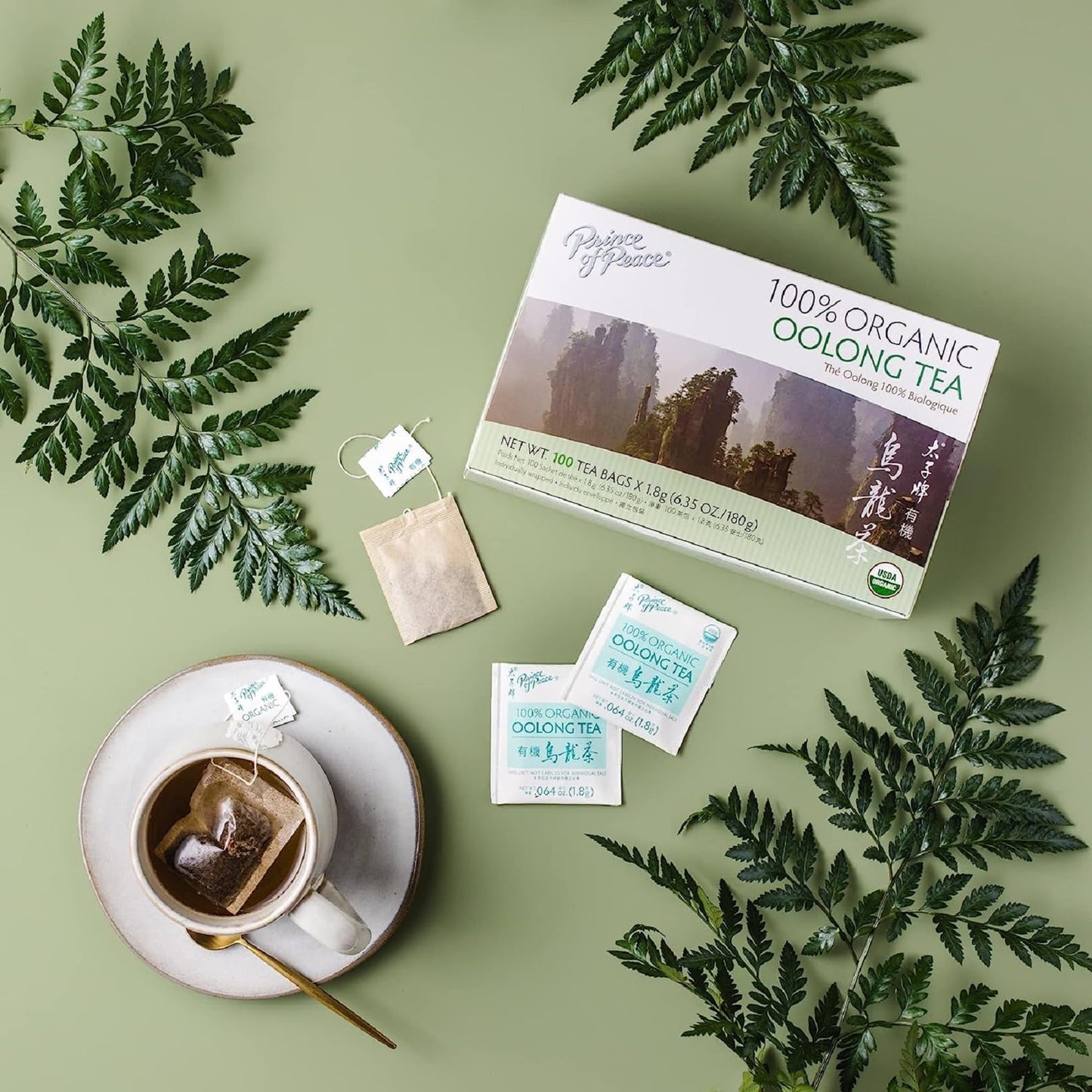 Prince of Peace Organic Oolong – 100 Tea Bags, Smooth Black Tea, Low Caffeine