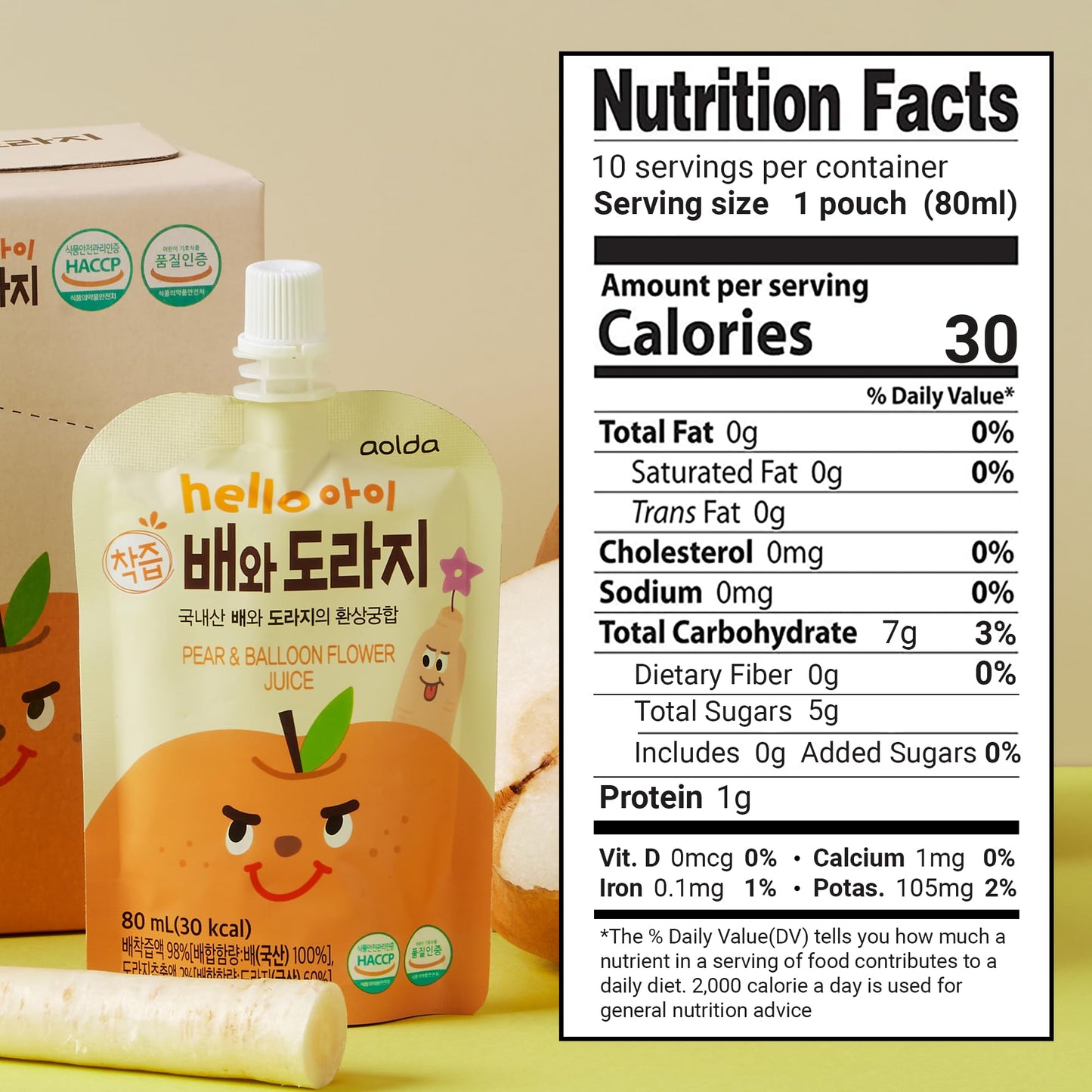 Natural Bellflower & Pear Juice – Kid-Friendly Korean Drink (20 Bags)