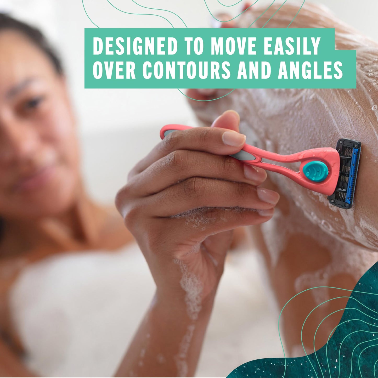 Preserve POPi Shave Razor Blades Refills - 5 Blade Razors for Men & Women - Ceramic Coated Shavers for Comfort with Aloe-Cocoa Butter Strip - Reusable Shaving Refill - 4 Pack