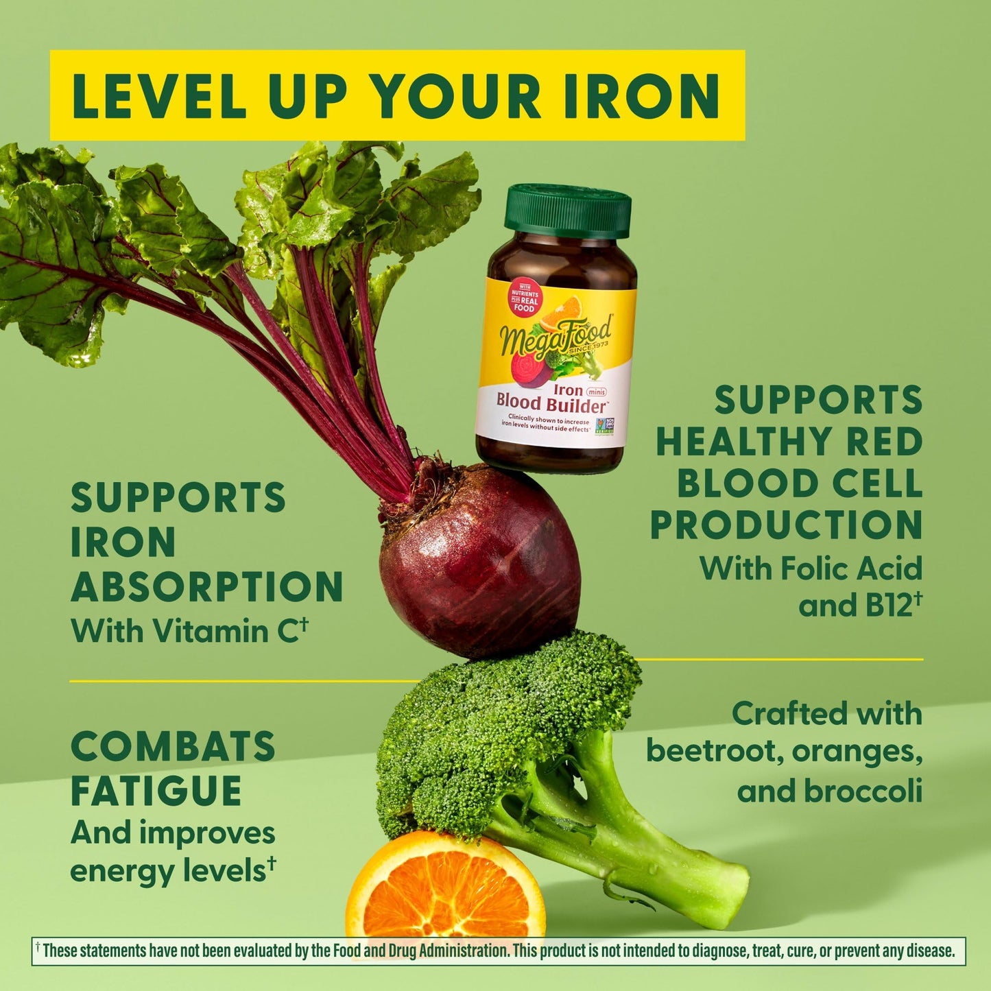 MegaFood Blood Builder Minis – Iron + B12, C & Folic Acid (72 Vegan Tablets)