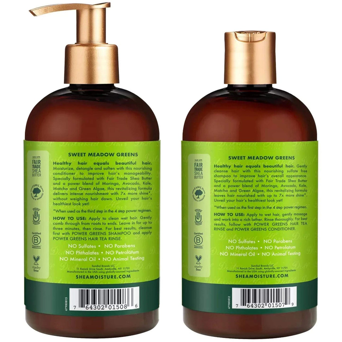SheaMoisture Power Greens Shampoo & Conditioner for Curly Dry Hair, 13oz, 2pk