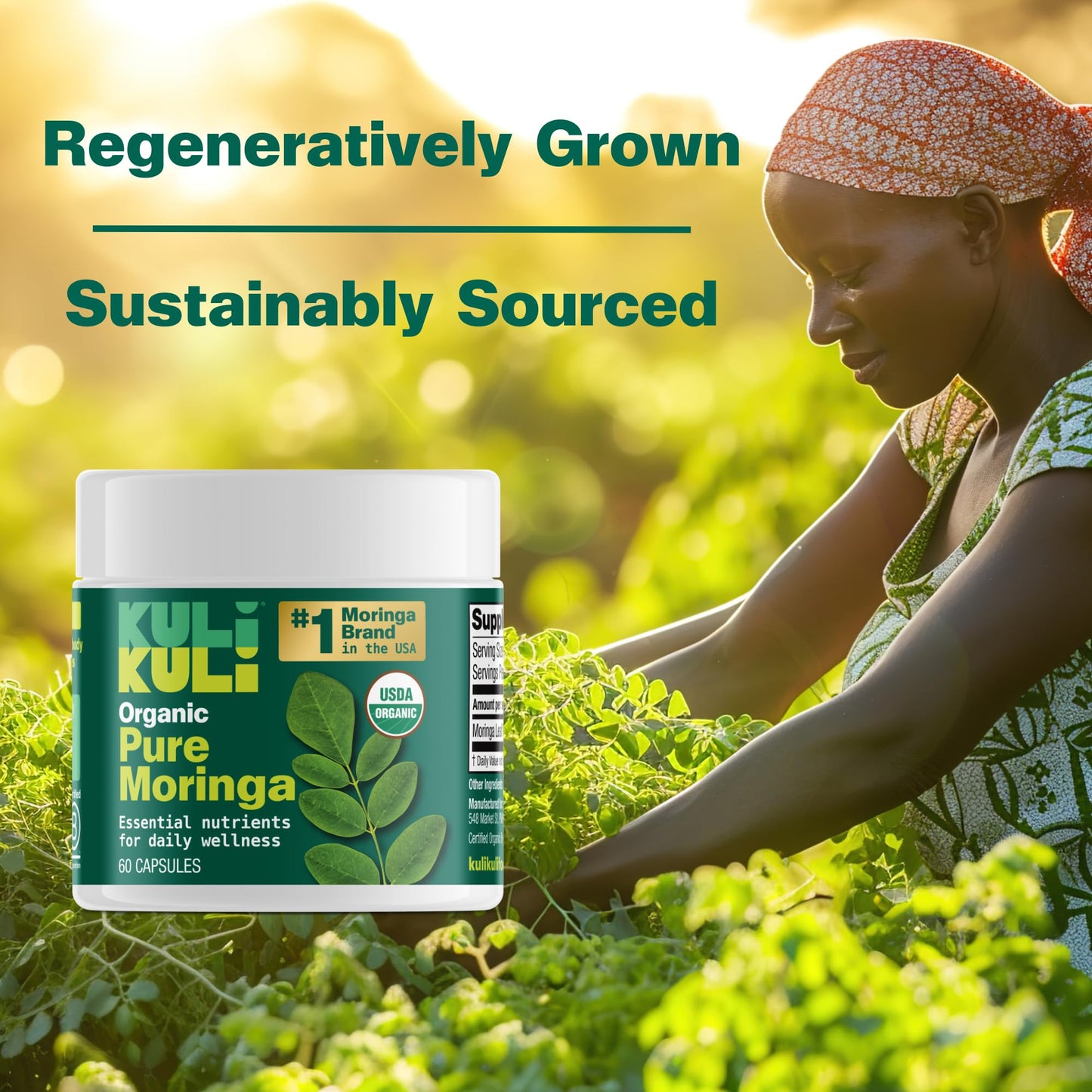 Kuli Kuli Organic Moringa – Superfood Capsules for Energy & Vitality (60 ct)