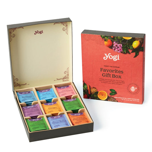 Yogi Organic Wellness Tea Gift Box – 45 Assorted Herbal, Green & Black Bags