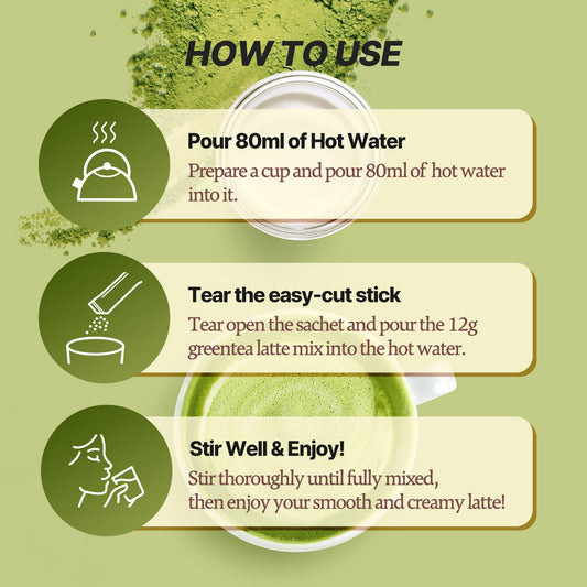 Nokchawon Jeju Matcha Latte Sticks – Creamy Sweet Green Tea with Jeju Matcha, 10 Count