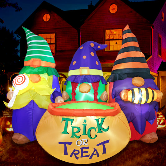 6ft Halloween Inflatable 3 Witches with Cauldron, LED Light Outdoor Decor