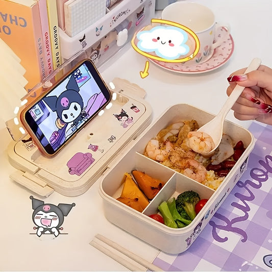 Sanrio Kuromi My Melody Cinnamoroll Lunch Box – Microwave Safe Bento with Utensils