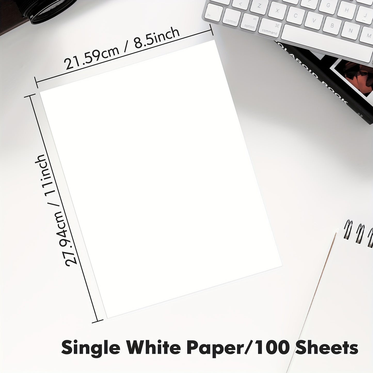 D810 Thermal Printer Paper 8.5x11" US Letter, 100/200 Sheets, White, Phomemo Compatible