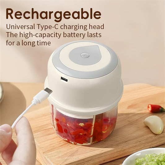 Electric Mini Garlic Chopper, Portable Food Processor, 8.45oz, Veggie & Meat Mincer