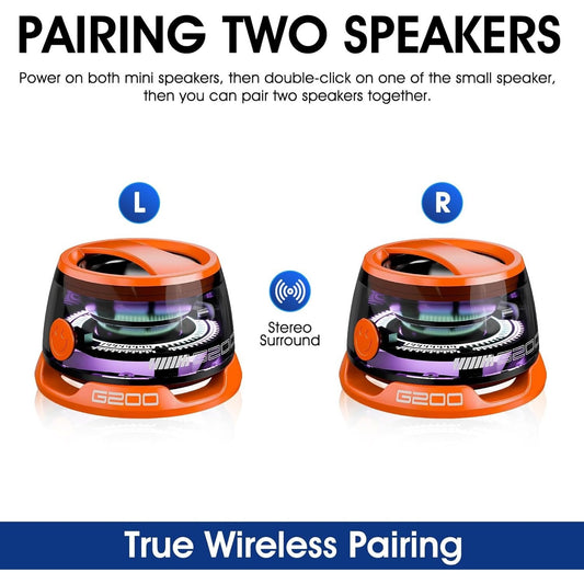 Portable Magnetic Mini Bluetooth Speaker RGB Lights, Phone Stand, Dual Bass, USB-C