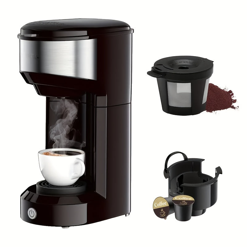 Single-Serve Coffee Maker – For K-Cup & Ground Coffee, Built-in Water Tank, Compact Brewer