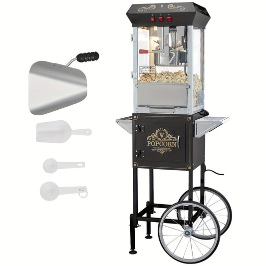 Happybuy Popcorn Popper Machine with Cart, 8 Oz Kettle, 48 Cups, 850W, Black