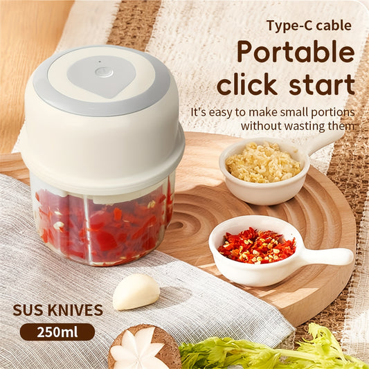 Electric Mini Garlic Chopper, Portable Food Processor, 8.45oz, Veggie & Meat Mincer