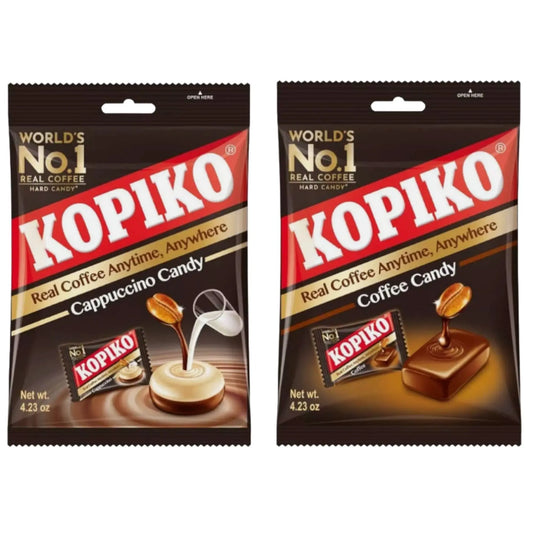 Kopiko Coffee & Cappuccino Hard Candy Variety Pack – 2 Packs of Coffee Candy