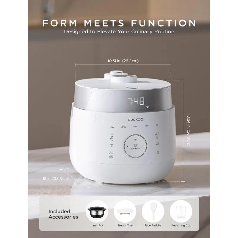CUCKOO CRP-LHTR0609FW 6-Cup / 12-Cup IH Twin Pressure Rice Cooker, 16 Cooking Modes