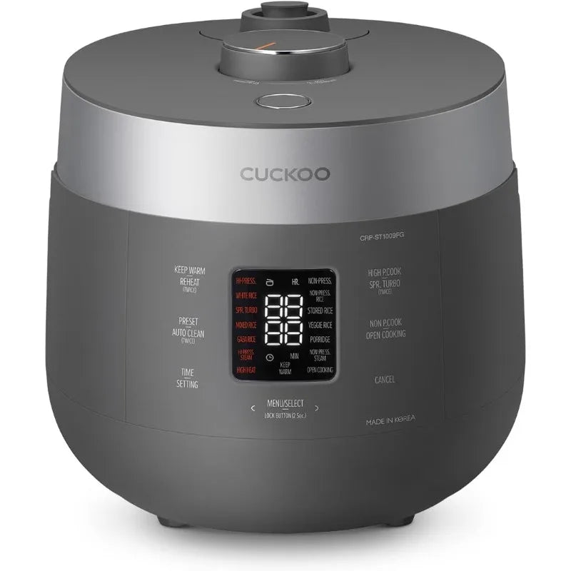 CUCKOO CRP-ST1009FG 10-Cup / 20-Cup Pressure Rice Cooker & Warmer, Nonstick, Gray
