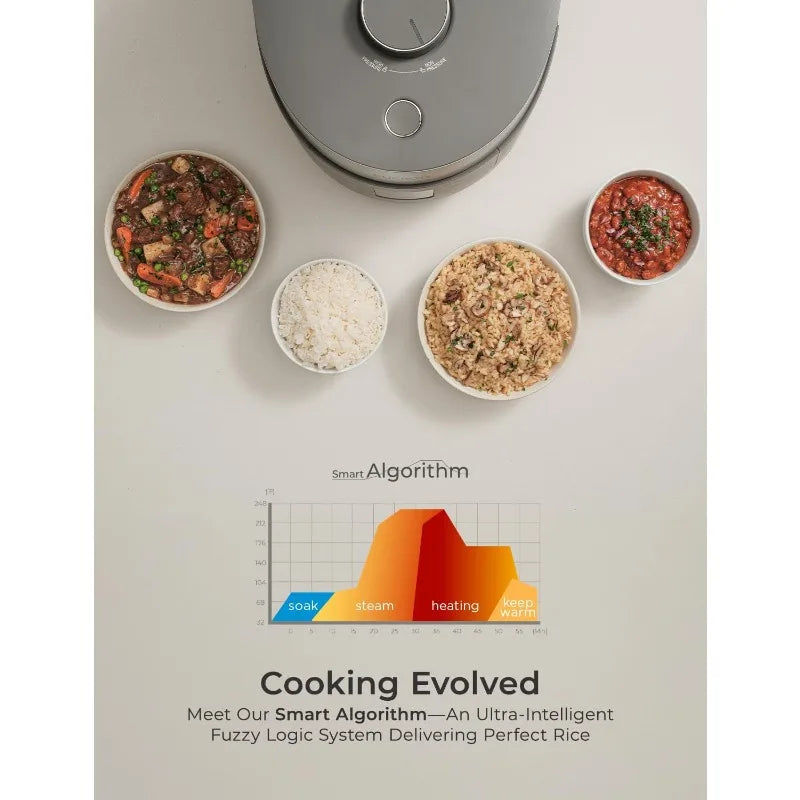 CUCKOO CRP-ST1009FG 10-Cup / 20-Cup Pressure Rice Cooker & Warmer, Nonstick, Gray