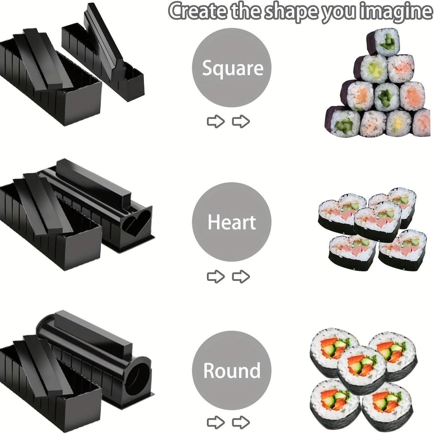 11-Piece Sushi Making Kit – Molds, Roller & Tools for Easy DIY Sushi at Home