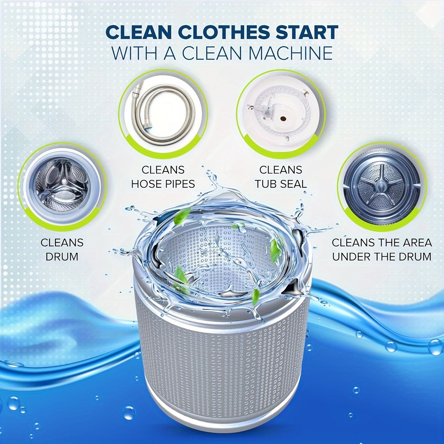 Washing Machine Cleaner Descaler Tablets for HE Front & Top Load Washer Deep Cleaning