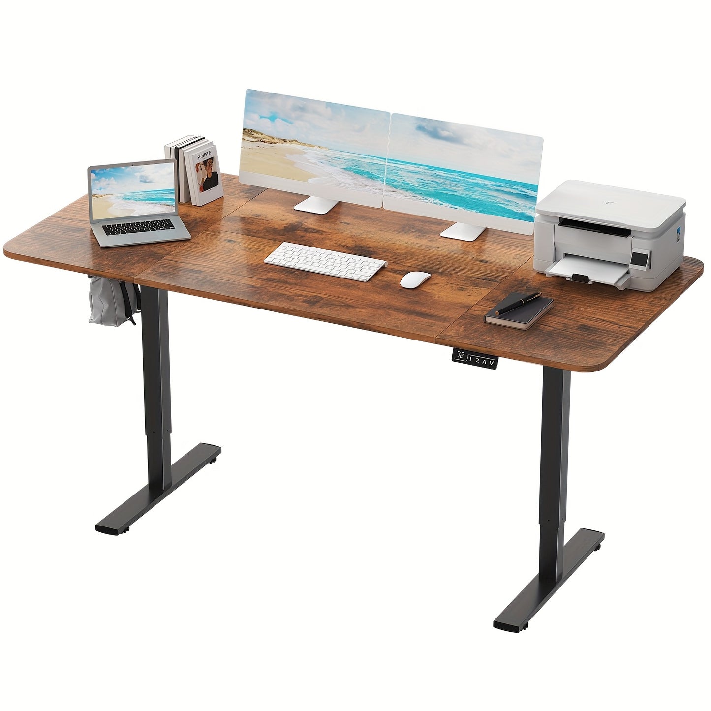 Adjustable Electric Standing Desk | Sit-Stand Office Desk with Memory Height, Metal Frame & Hook – Home, Study, Gaming
