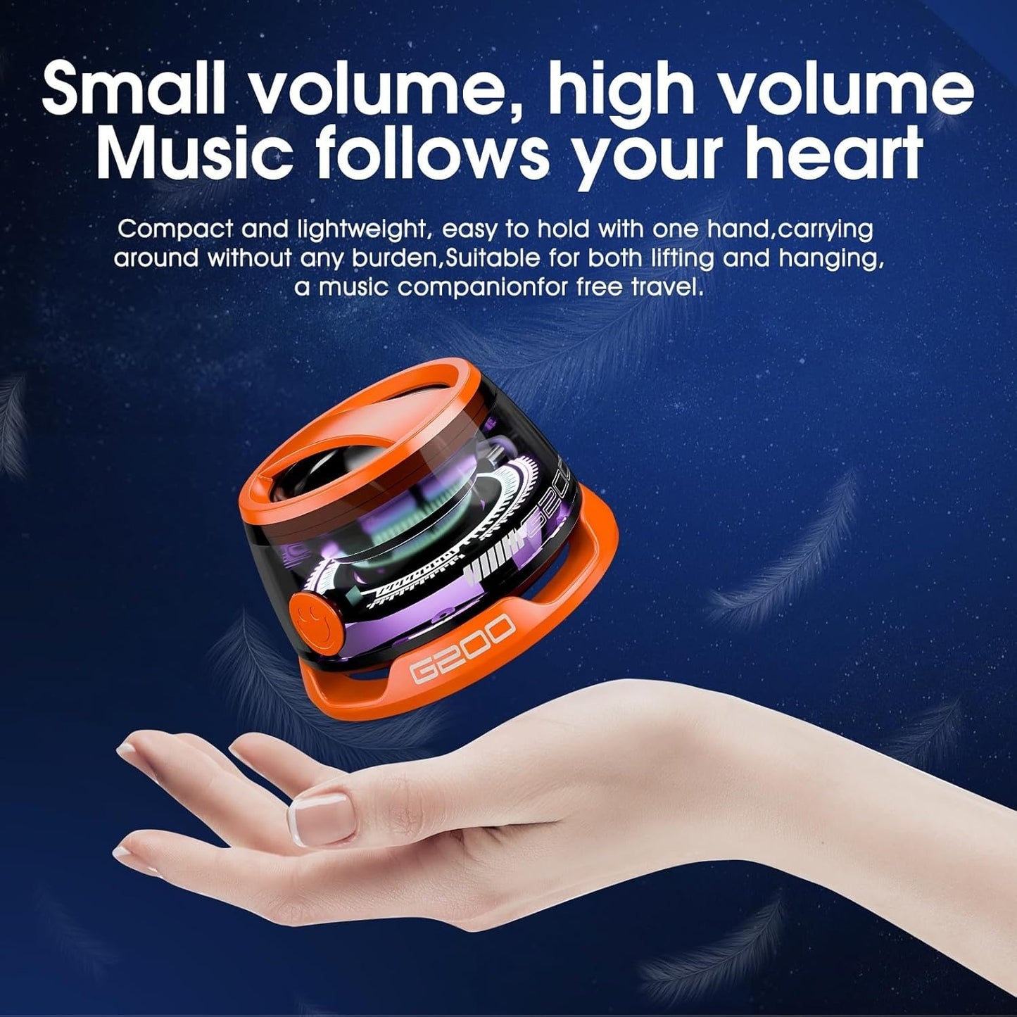 Portable Magnetic Mini Bluetooth Speaker RGB Lights, Phone Stand, Dual Bass, USB-C