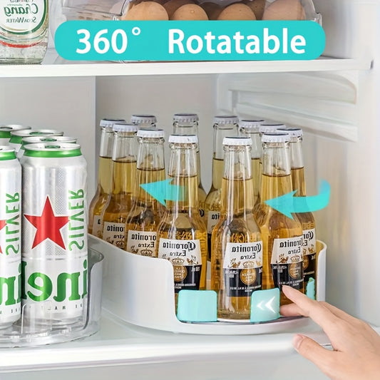 360° Rotating Storage Tray – Clear Plastic Kitchen Organizer for Cabinet, Fridge
