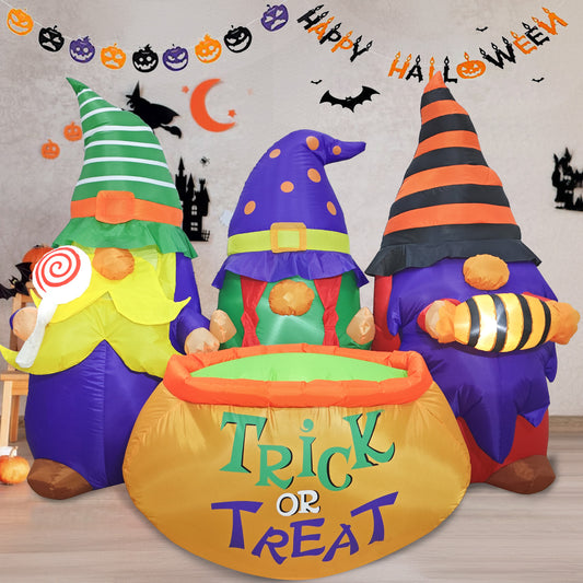 6ft Halloween Inflatable 3 Witches with Cauldron, LED Light Outdoor Decor