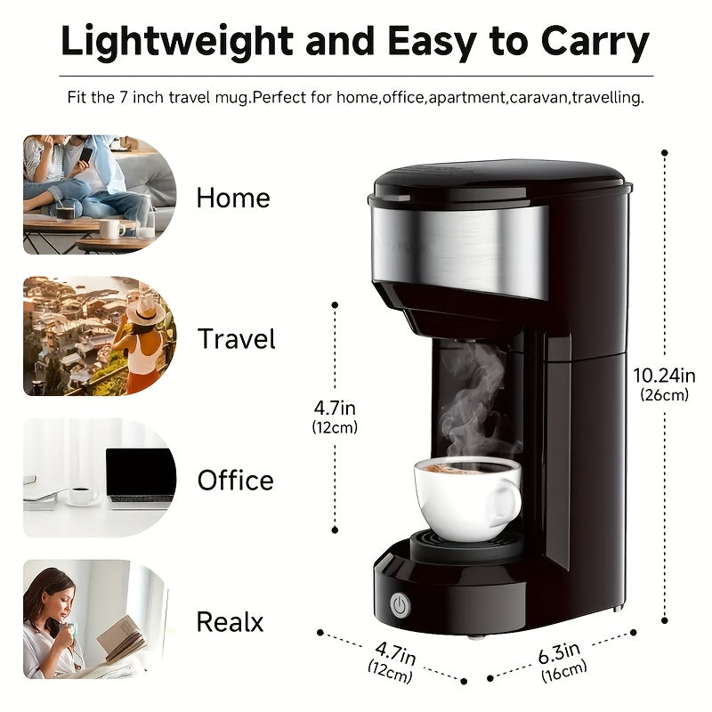 Single-Serve Coffee Maker – For K-Cup & Ground Coffee, Built-in Water Tank, Compact Brewer