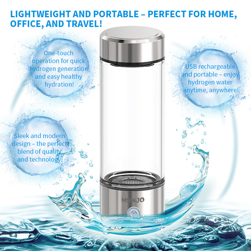 MSWJO Advanced Hydrogen Water Bottle – 420ml Portable Ionizer for Healthy Hydration
