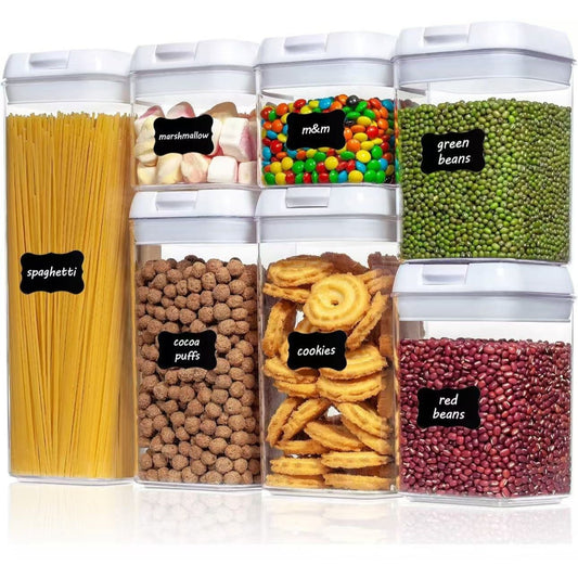 Airtight Food Storage Container Set – 7-Piece Clear Plastic Kitchen Canisters