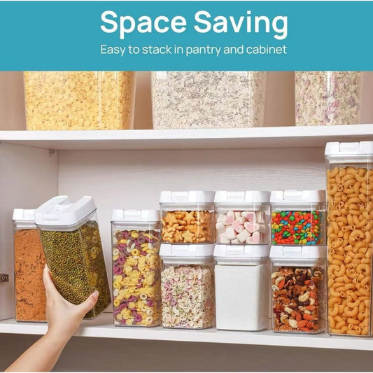 Airtight Food Storage Container Set – 7-Piece Clear Plastic Kitchen Canisters