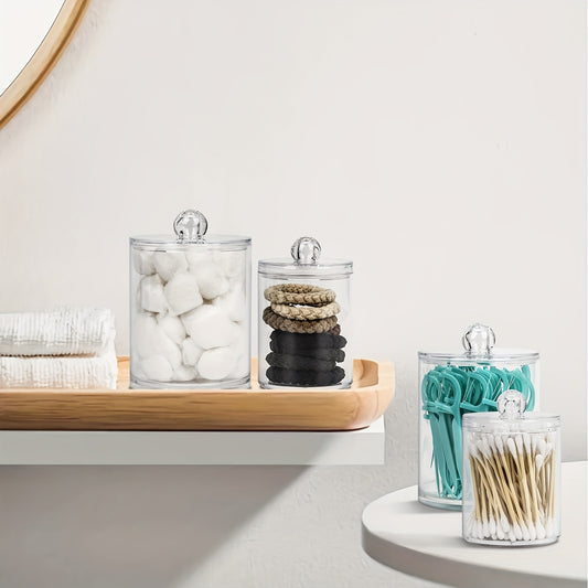 Reusable Plastic Storage Box Set (4 Pack) – Transparent, BPA Free, Bathroom Organizer with Lids