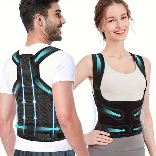 Full Back Support Posture Brace – Adjustable Shoulder, Lumbar & Waist Support for Men & Women