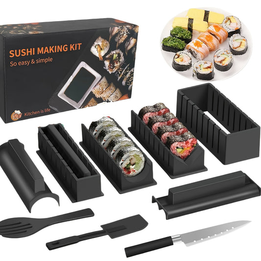 11-Piece Sushi Making Kit – Molds, Roller & Tools for Easy DIY Sushi at Home