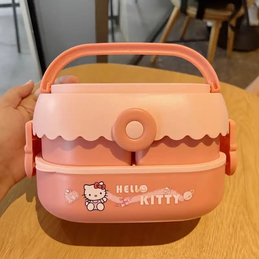 Sanrio Kuromi Bento Lunch Box with Cutlery – Large Capacity, Cute Anime 2-Tier, Portable for School, Office, Gift for Collectors