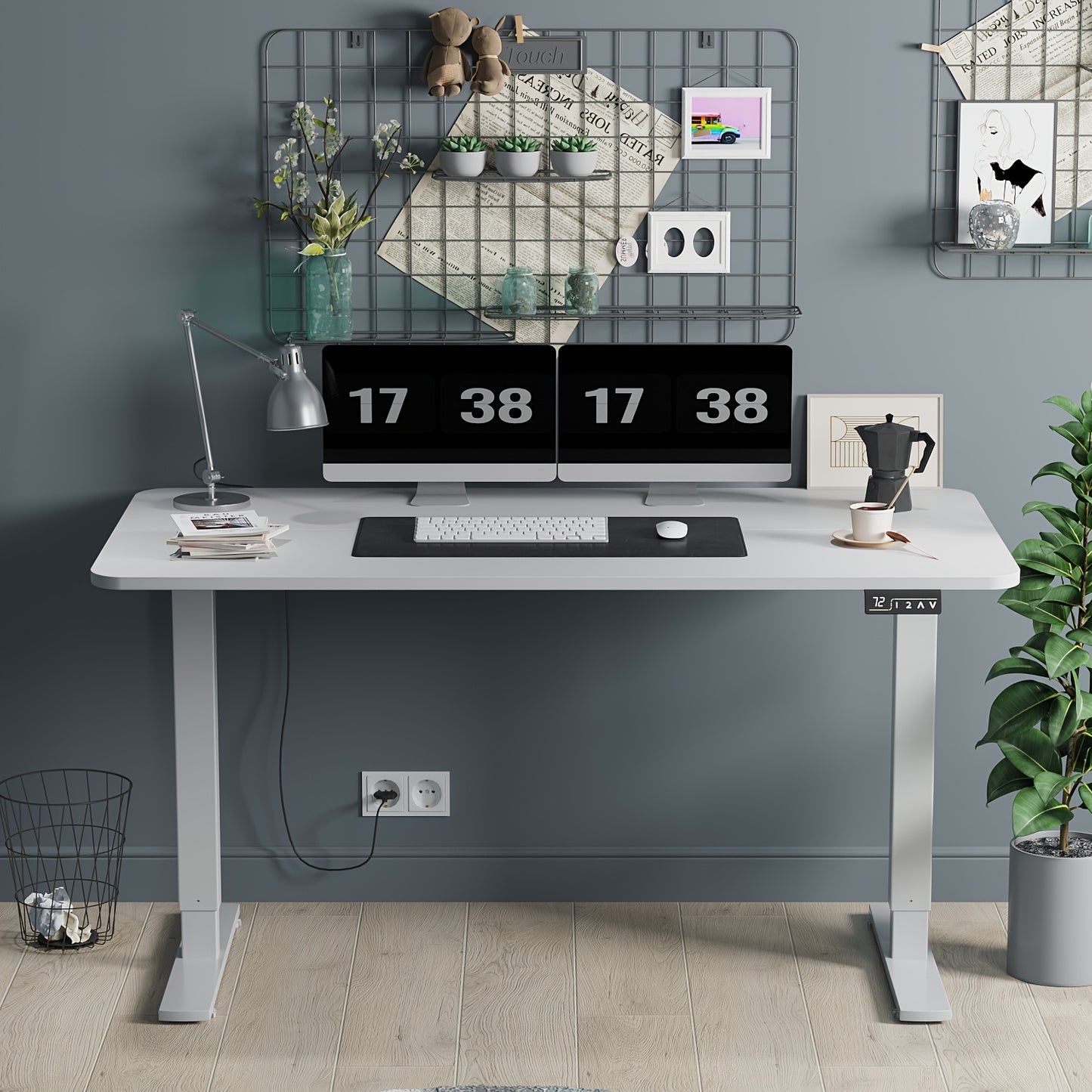 Adjustable Electric Standing Desk | Sit-Stand Office Desk with Memory Height, Metal Frame & Hook – Home, Study, Gaming